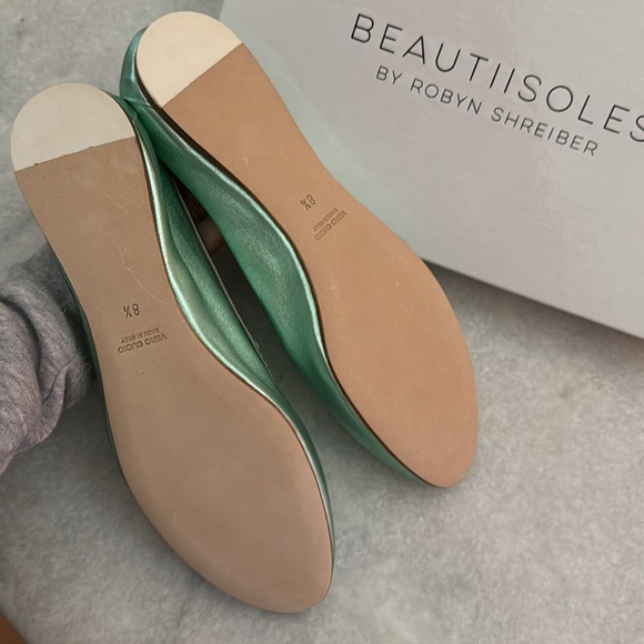 Beautiisoles by Robyn shreiber lovely green metallic leather loafers - Picture 4 of 5